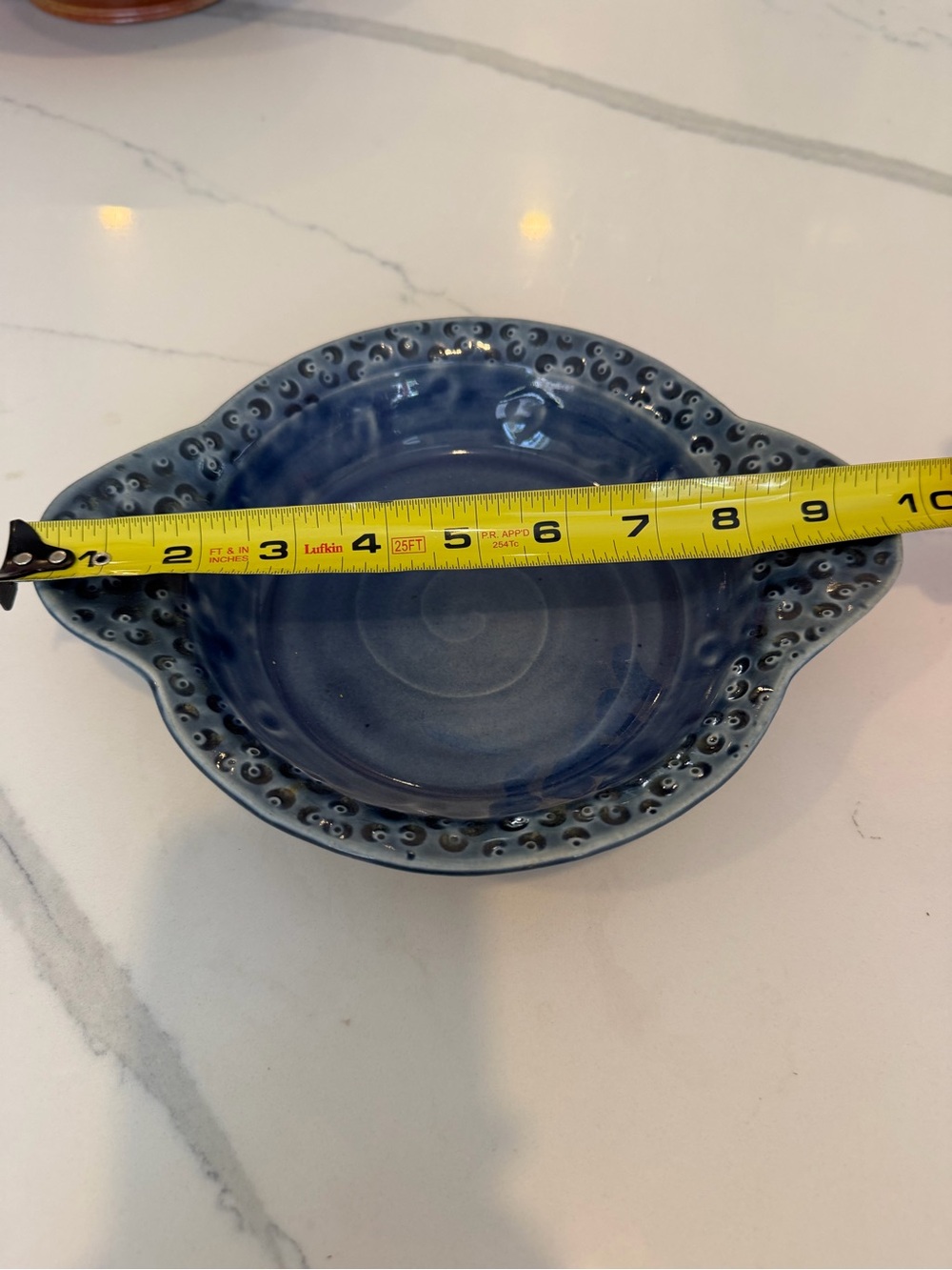 Blue Ceramic Dish with Decorative Rim - Picture 5 of 5